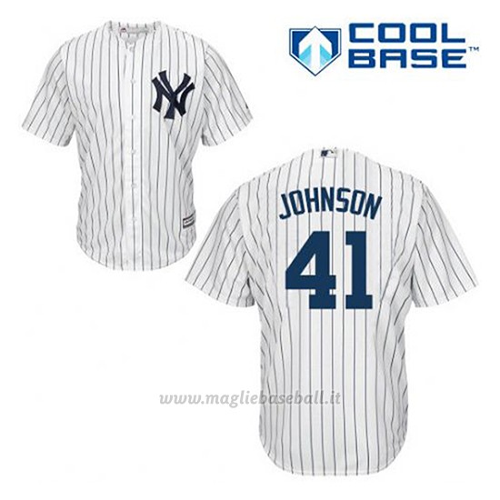 Maglia Baseball Uomo New York Yankees Randy Johnson 41 Bianco 1ªCool Base